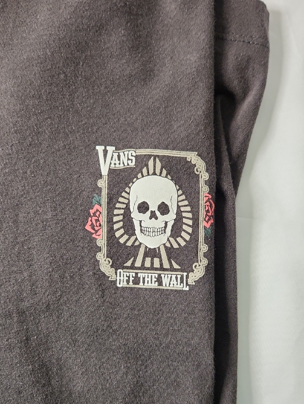 Vans Black Tee with Skull and Rose Chest Graphic - Picture 2 of 5